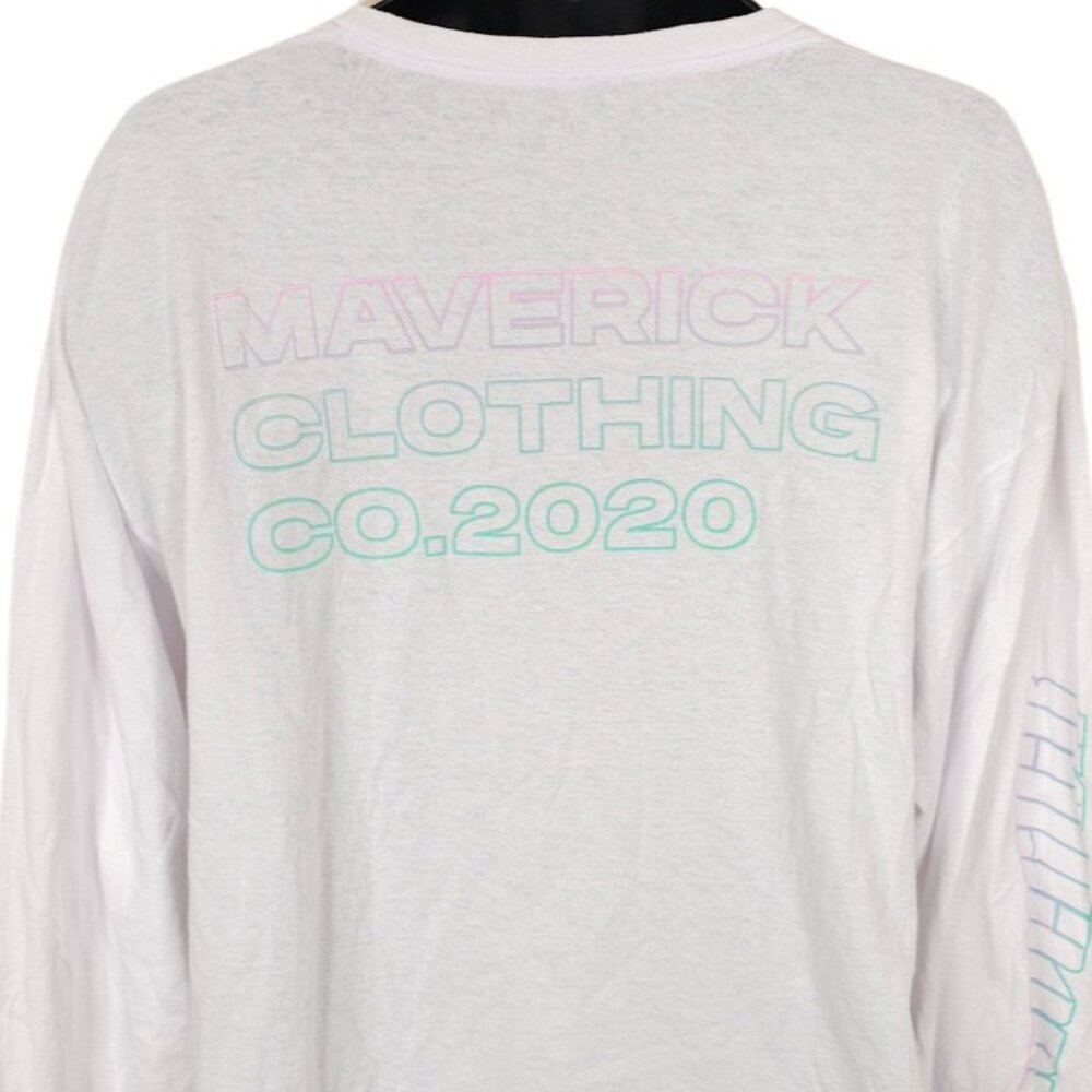 Maverick T Shirt Mens Size XL White Logan Paul Streetwear Spellout Long Sleeve